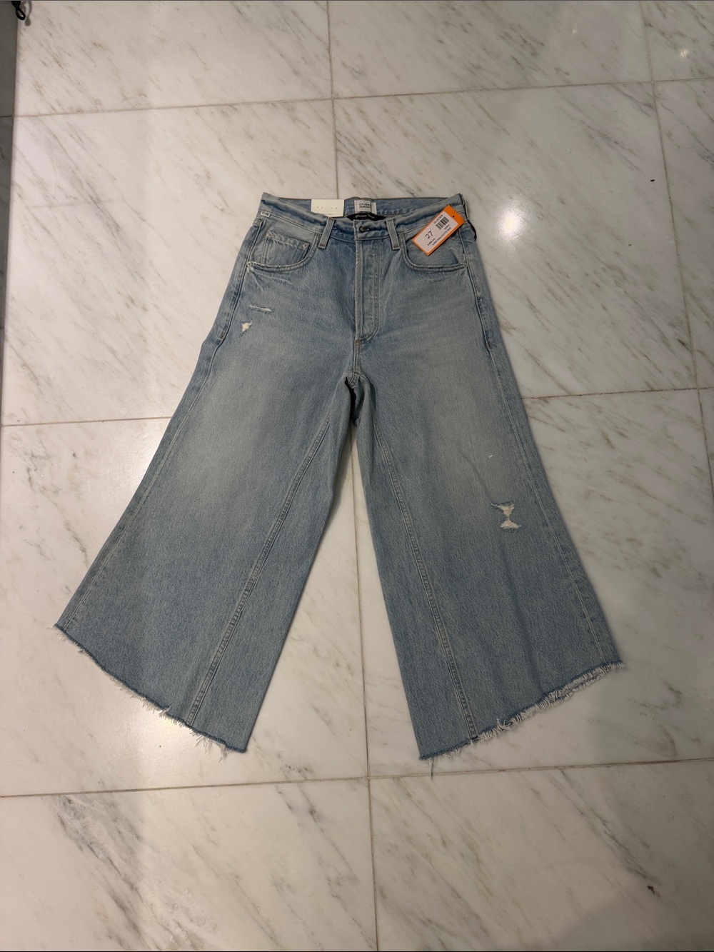 Citizens Of Humanity Light Blue Wide-Leg Cropped Jeans